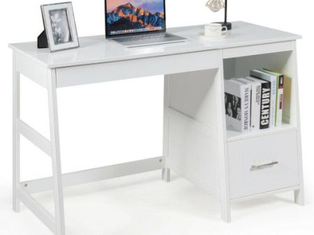 47.5 Inch Modern Home Computer Desk with 2 Storage Drawers-White For Discount