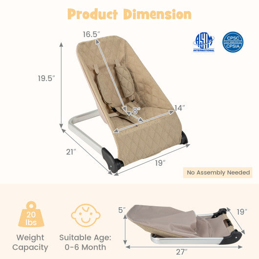 Baby Bouncer Seat with Aluminum and Metal Frame-Beige Online Hot Sale