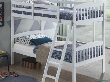 Hardwood Twin Bunk Beds with Individual Kid Bed Ladder-White For Discount