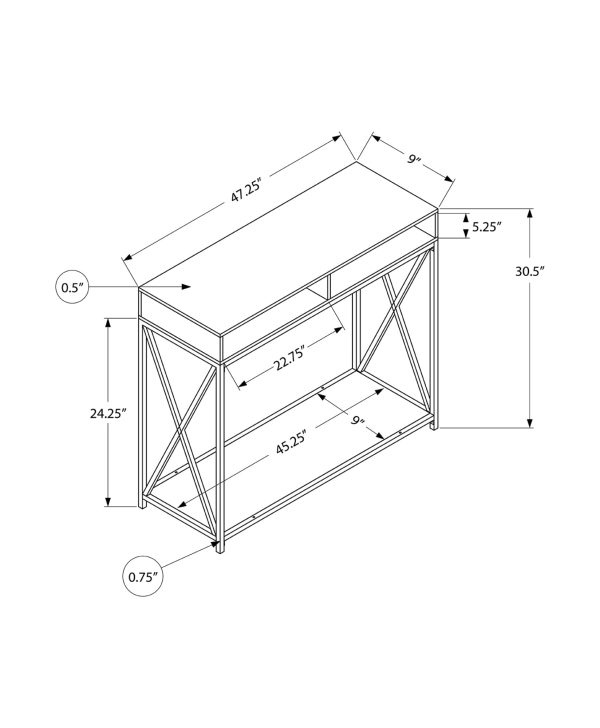 47  Taupe and Black Frame Console Table With Shelves Online now