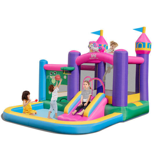 6-in-1 Kids Blow up Castle with Slide and Jumping Area and Ball Pit Pools without Blower Online Sale