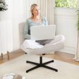 Office Armless Chair Cross Legged with Imitation Lamb Fleece and Adjustable Height-Gray Online Hot Sale