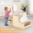 Kids Art Center Wooden Table Bench Set-Gray Fashion