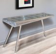 56  Silver Aluminum Three Leg Console Table Online Sale