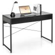 2-Drawer Home Office Desk with Steel Frame-Black Online