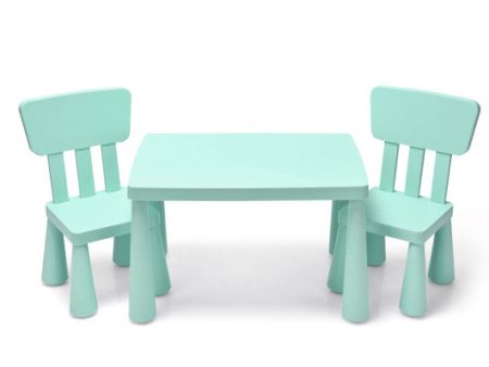 3 Pieces Toddler Multi Activity Play Dining Study Kids Table and Chair Set-Green Fashion