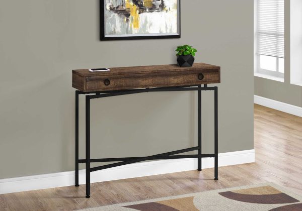 43  Brown And Black Cross Leg Console Table Hot on Sale