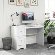 Wooden Computer Desk Workstation with 3 Drawers for Home and Office-White on Sale