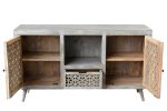 55  Gray Solid Wood Cabinet Enclosed Storage Worn TV Stand on Sale