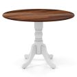 Wooden Dining Table with Round Tabletop and Curved Trestle Legs-Walnut & White Fashion