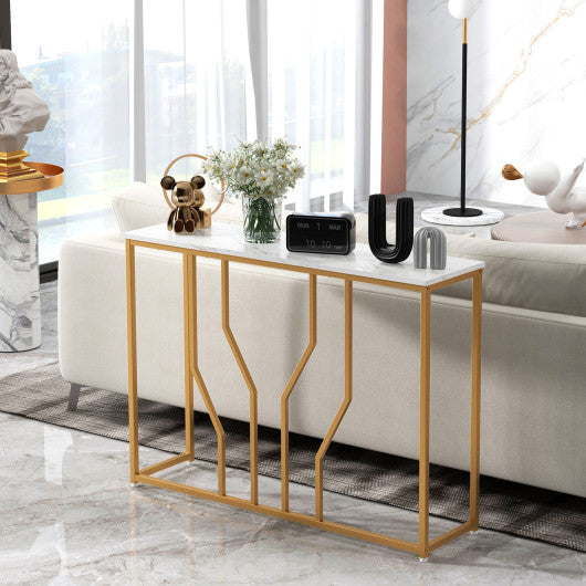 44 Inch Modern White Entryway Table with Faux Marble Tabletop-White Online Hot Sale