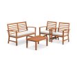 4 Pieces Outdoor Furniture Set with Stable Acacia Wood Frame-Beige For Sale