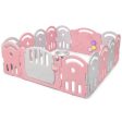 14-Panel Baby Playpen with Music Box & Basketball Hoop-Pink For Discount