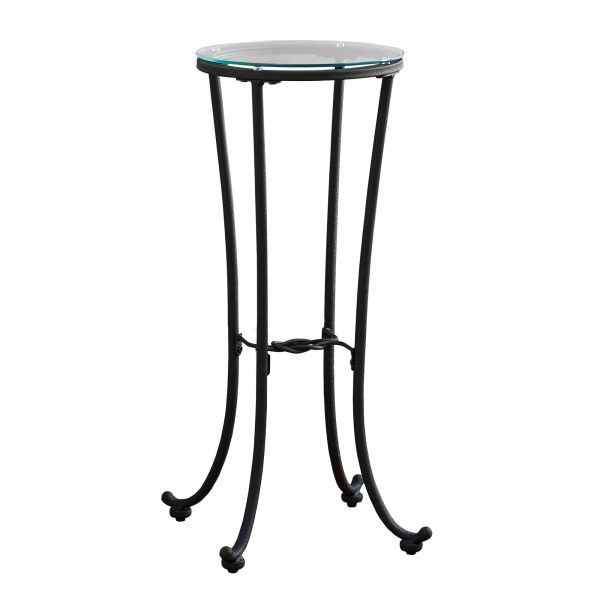 29  Black And Clear Glass Round End Table For Cheap