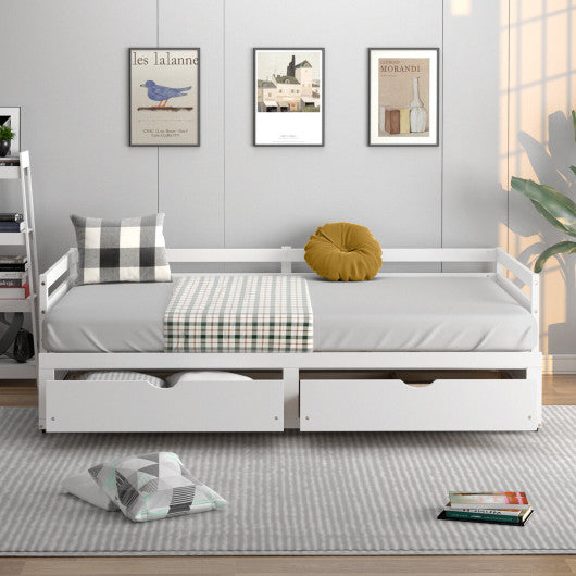 Extendable Twin to King Daybed with Trundle and 2 Storage Drawers-White Online now