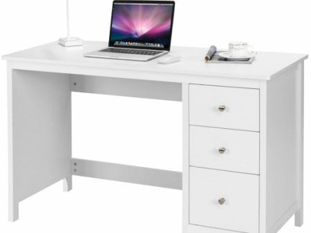 3-Drawer Home Office Study Computer Desk with Spacious Desktop-White Online Sale