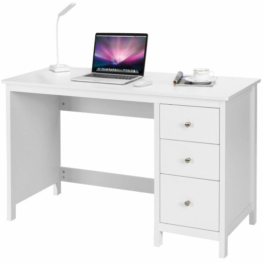 3-Drawer Home Office Study Computer Desk with Spacious Desktop-White Online Sale