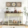 Retro Curved Console Table with Drawers and Solid Wood Legs-Beige on Sale