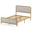 Upholstered Gold Platform Bed Frame with Velvet Headboard-Full Size Supply