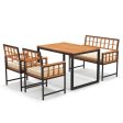 4 Pieces Acacia Wood Patio Dining Set with 1 Rectangular Table-Natural Supply