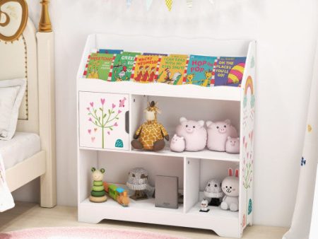 Kids Toy Storage Organizer with Book Shelf and Storage Cabinet-White on Sale