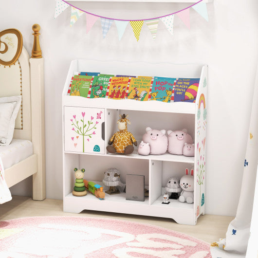 Kids Toy Storage Organizer with Book Shelf and Storage Cabinet-White on Sale