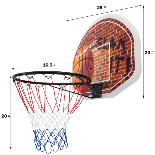 Wall Mounted Fan Backboard with Basketball Hoop and 2 Nets Online Sale