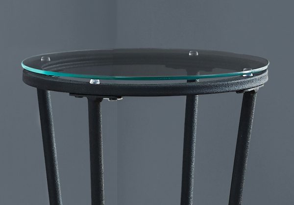 29  Black And Clear Glass Round End Table For Cheap