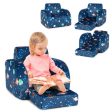 3-in-1 Convertible Kid Sofa Bed Flip-Out Chair Lounger for Toddler-Blue Fashion