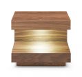 Contemporary LED Lit Walnut Nightstand with One Drawer Online