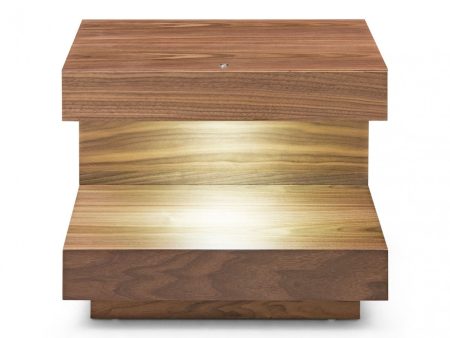 Contemporary LED Lit Walnut Nightstand with One Drawer Online