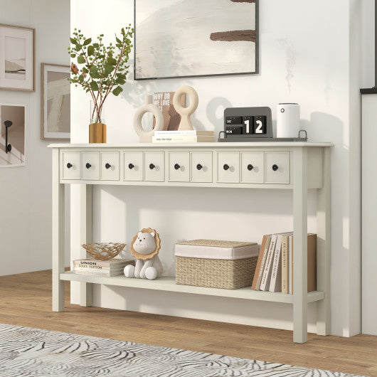 60 Inch Long Sofa Table with 4 Drawers and Open Shelf for Living Room-White Hot on Sale