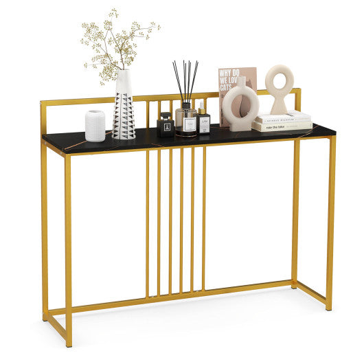 47 Inches Modern Console Table with Steel Frame and Storage Shelf-Black on Sale