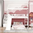 White Twin Over Twin PlayHouse Perpendicular Bunk Bed with Slide Hot on Sale