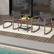 3 Pieces Rattan Rocking Bistro Set with Coffee Table and Cushions-Gray Hot on Sale