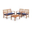 4 Pieces Outdoor Furniture Set with Stable Acacia Wood Frame-Navy Online now