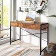 2-Drawer Home Office Desk with Steel Frame-Rustic Brown Online Sale