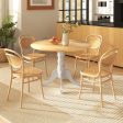 Wooden Dining Table with Round Tabletop and Curved Trestle Legs-Natural & White Hot on Sale