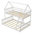 Twin Over Full House Bunk Bed with Ladder and Guardrails-White Online Sale