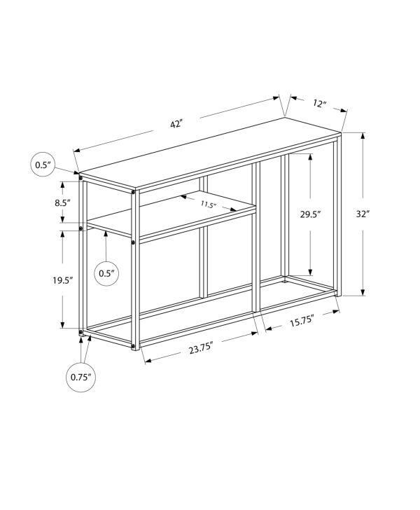 42  Gray And Black Frame Console Table With Storage Hot on Sale