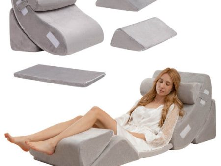 6 Pieces Orthopedic Bed Wedge Pillow Set for Back Neck Leg-Gray Online Hot Sale