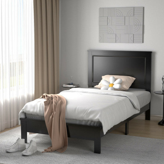 Twin Size Platform Bed Frame with Rubber Wood Leg-Black Sale