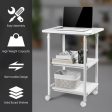 3-tier Adjustable Printer Stand with 360° Swivel Casters-White For Sale