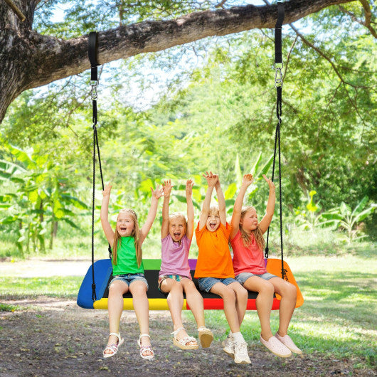 60 Inches Platform Tree Swing Outdoor with  2 Hanging Straps-Multicolor Cheap