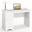 Wooden Computer Desk Workstation with 3 Drawers for Home and Office-White on Sale