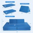 4-Piece Convertible Kids Couch Set with 2 Folding Mats-Blue Discount