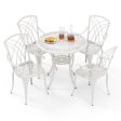 5 Piece Patio Bistro Table Chair Set with Umbrella Hole and Aluminum Frame-White Online now