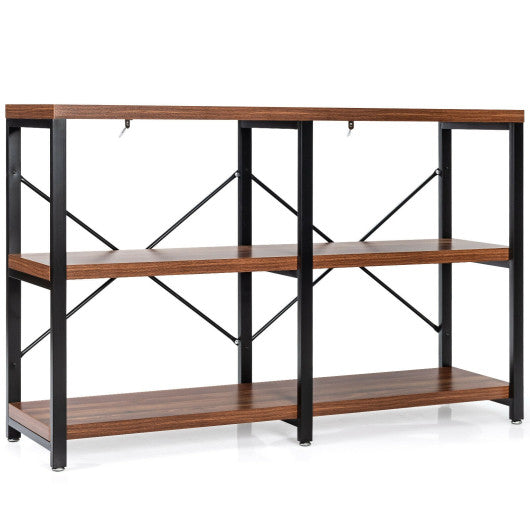 3 Tier 47 Inch Console Metal Frame Sofa Table-Rustic Brown Online now