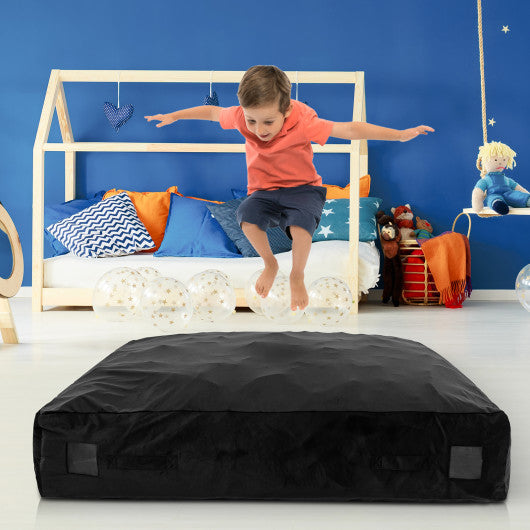 57 x 57 Inch Crash Pad Sensory Mat with Foam Blocks and Washable Velvet Cover-Black Hot on Sale