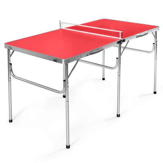 60 Inch Portable Tennis Ping Pong Folding Table with Accessories-Red Sale